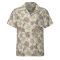 Sage Hibiscus Cuban Collar Shirt — front view