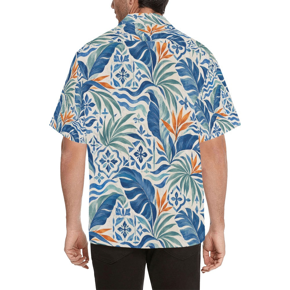 Blue Tile Tropics Hawaiian Shirt