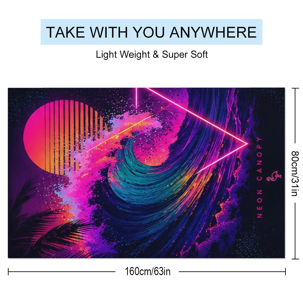 Neon Wave Beach Towel