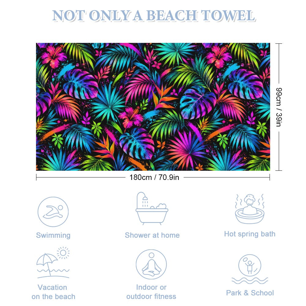 Neon Botanica Beach Towel