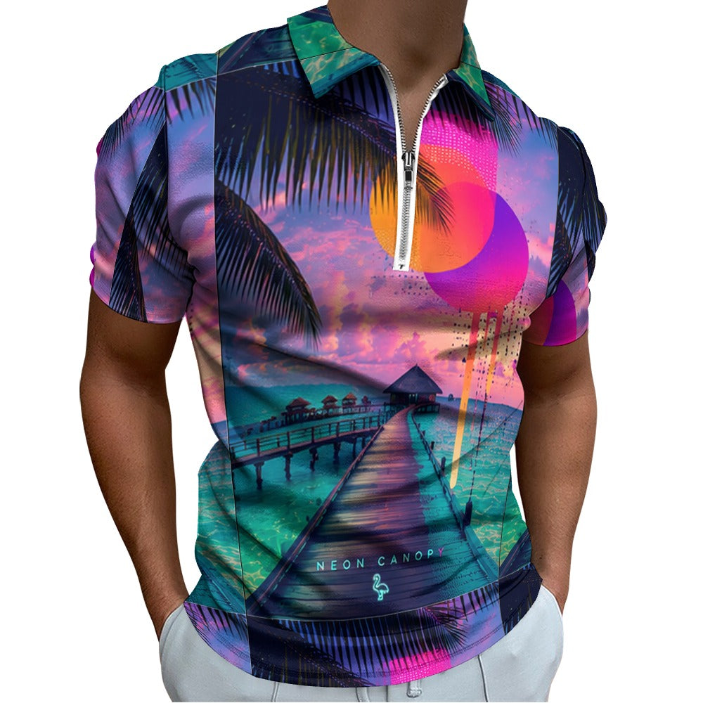 Neon Pier Zip Polo