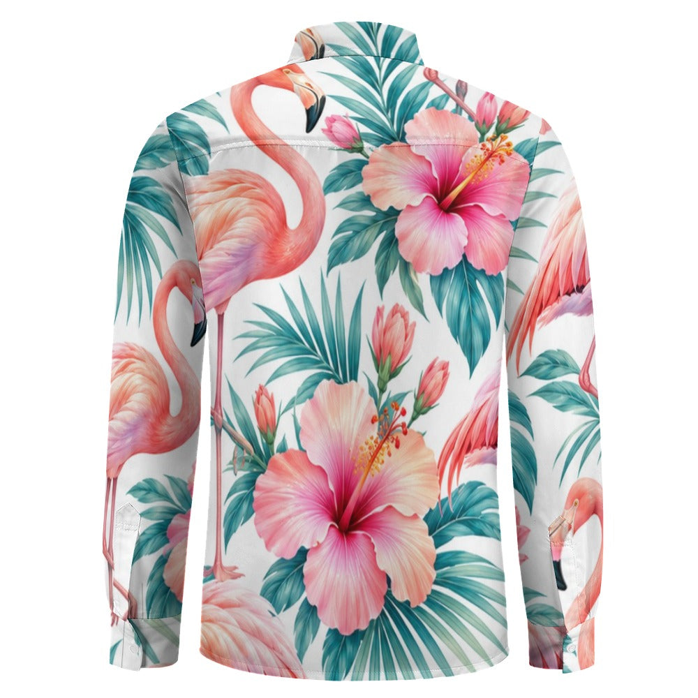 Peach Velvet Casual One Pocket Long Sleeve Shirt