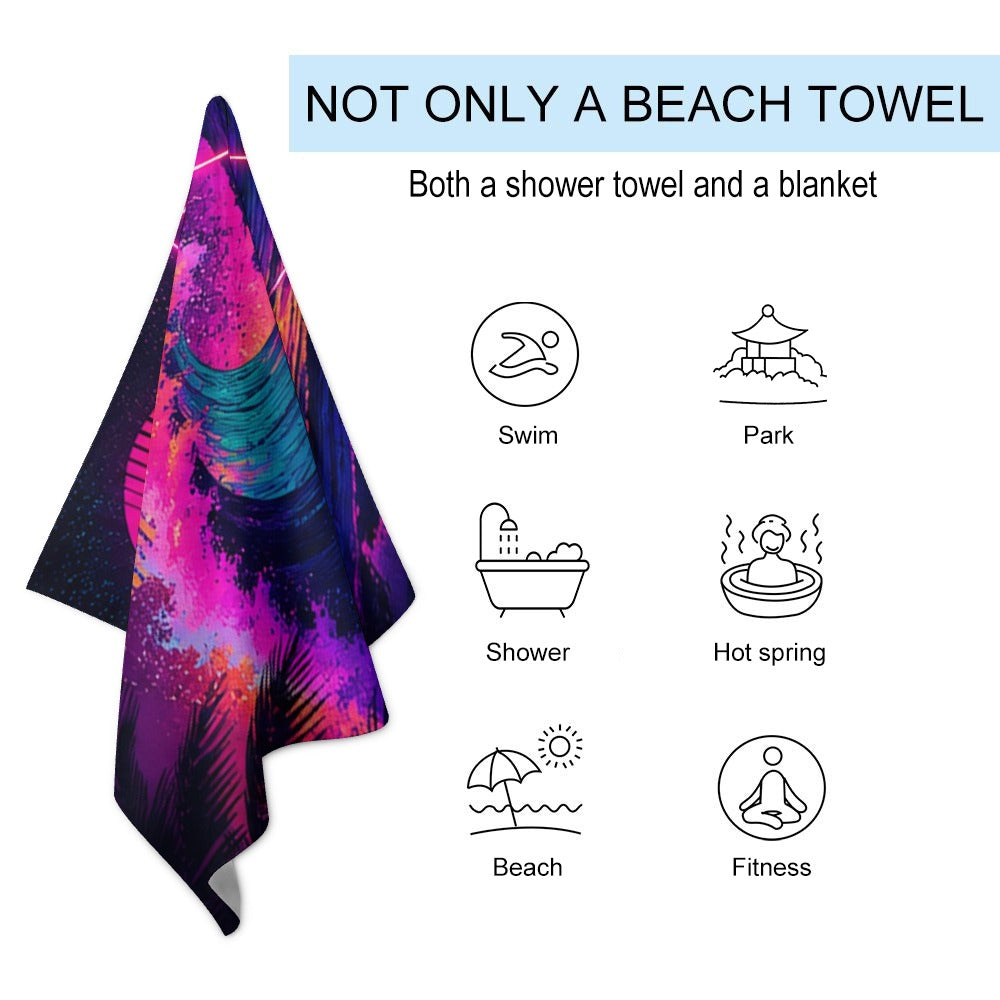 Neon Wave Beach Towel