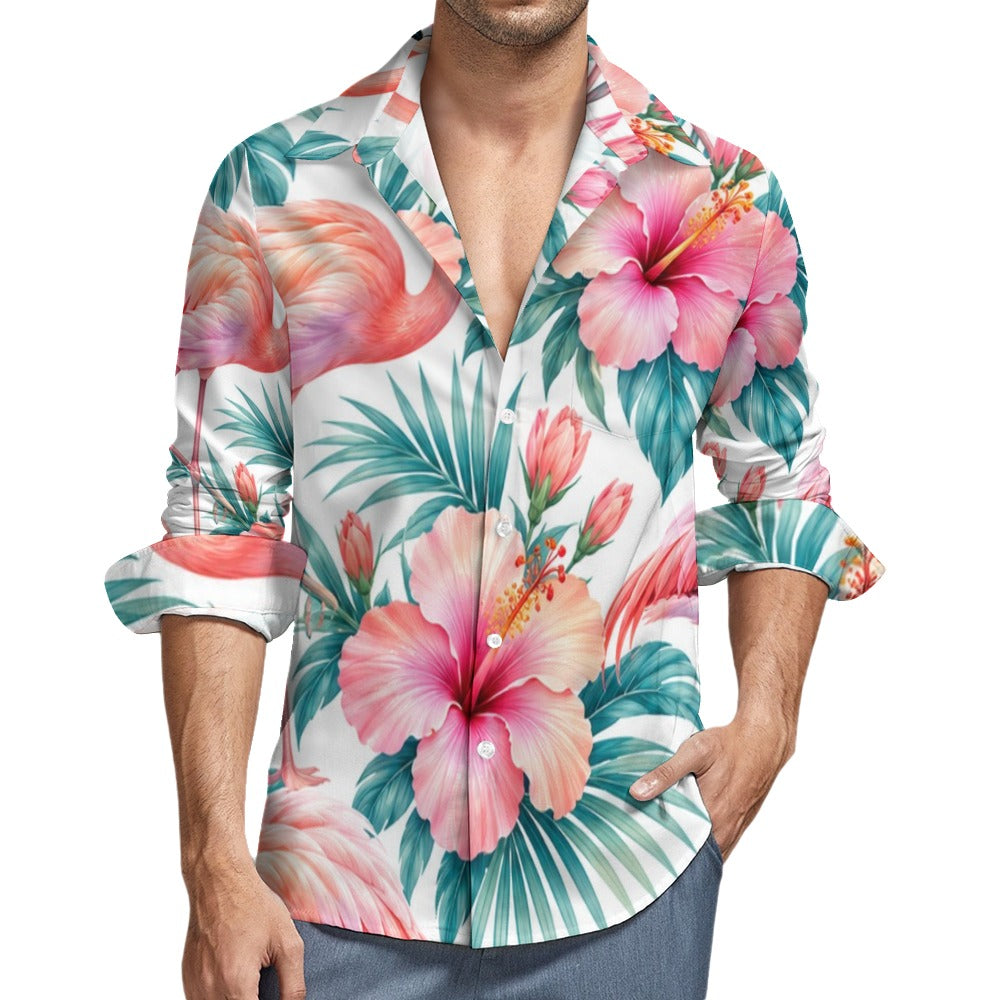 Peach Velvet Casual One Pocket Long Sleeve Shirt