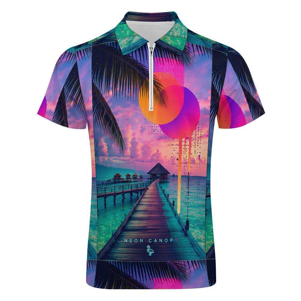 Neon Pier Zip Polo