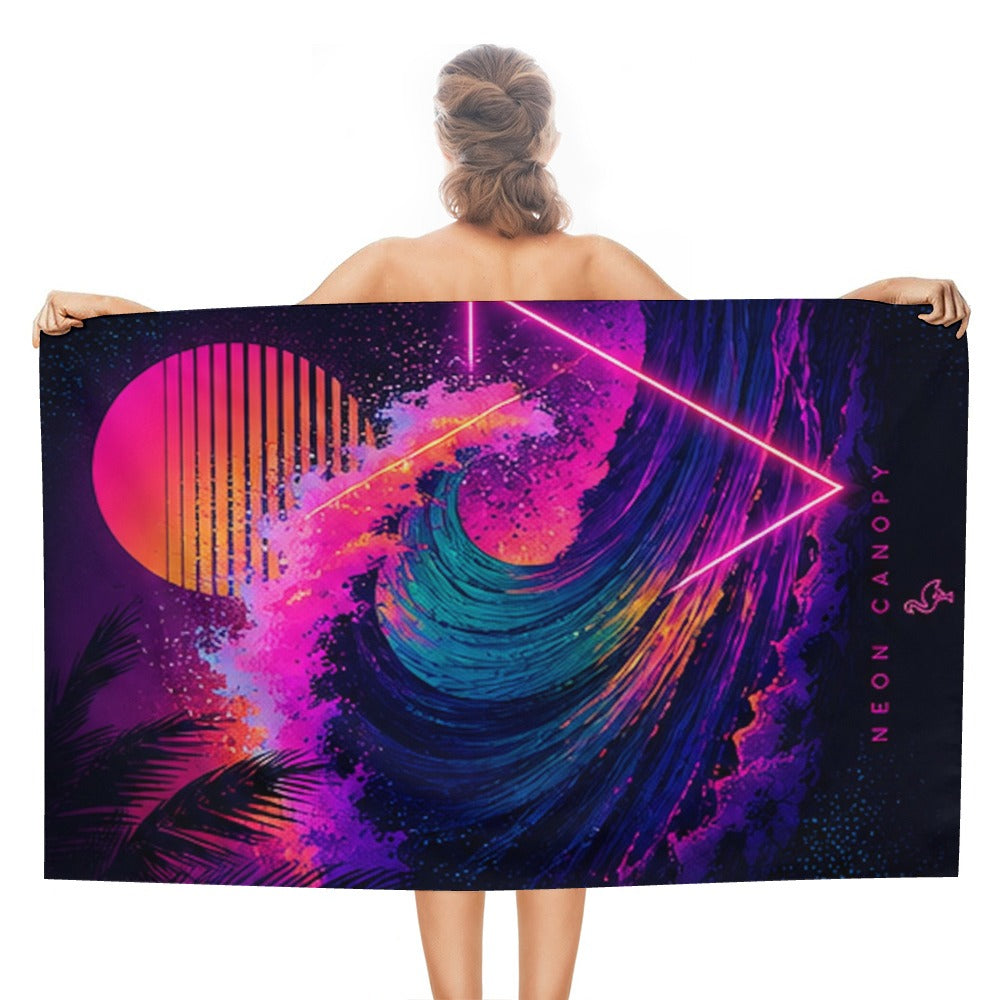 Neon Wave Beach Towel