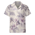 Lavender Hibiscus Cuban Collar Shirt — front view