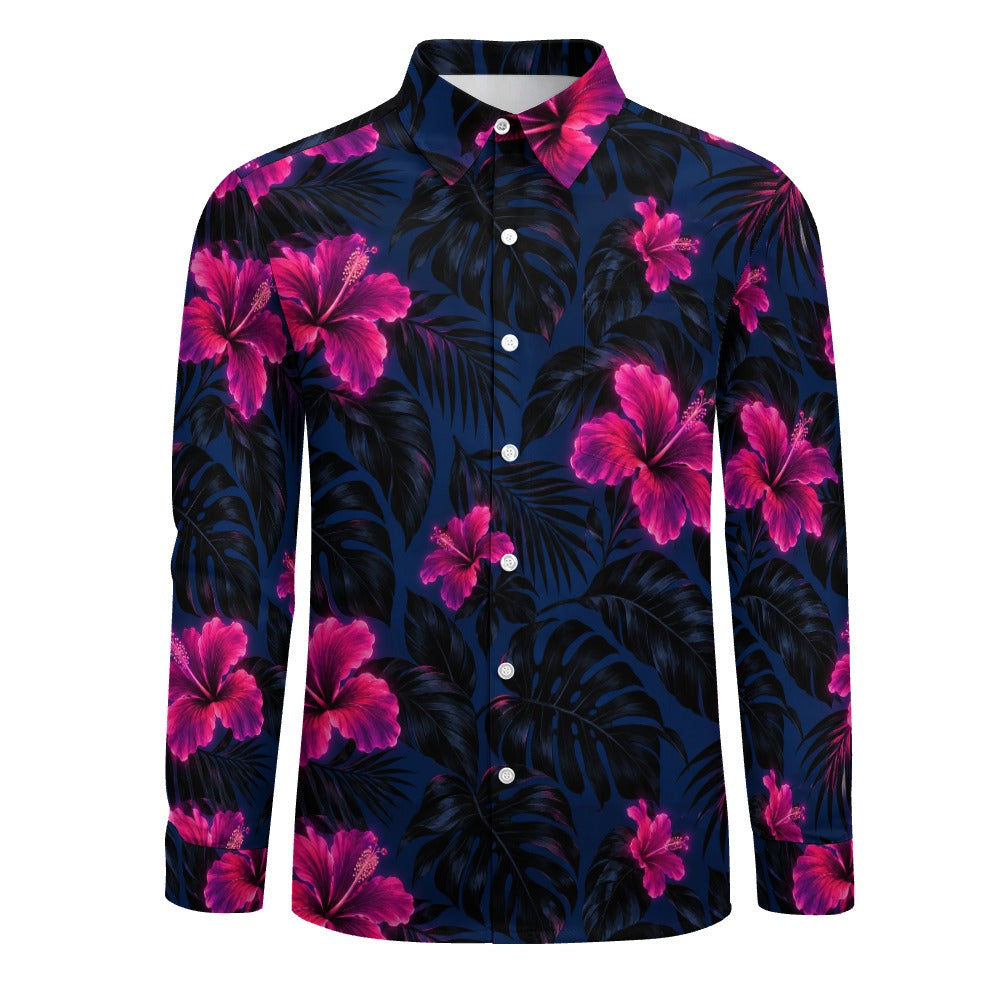 Electric Hibiscus Long Sleeve Shirt — front view