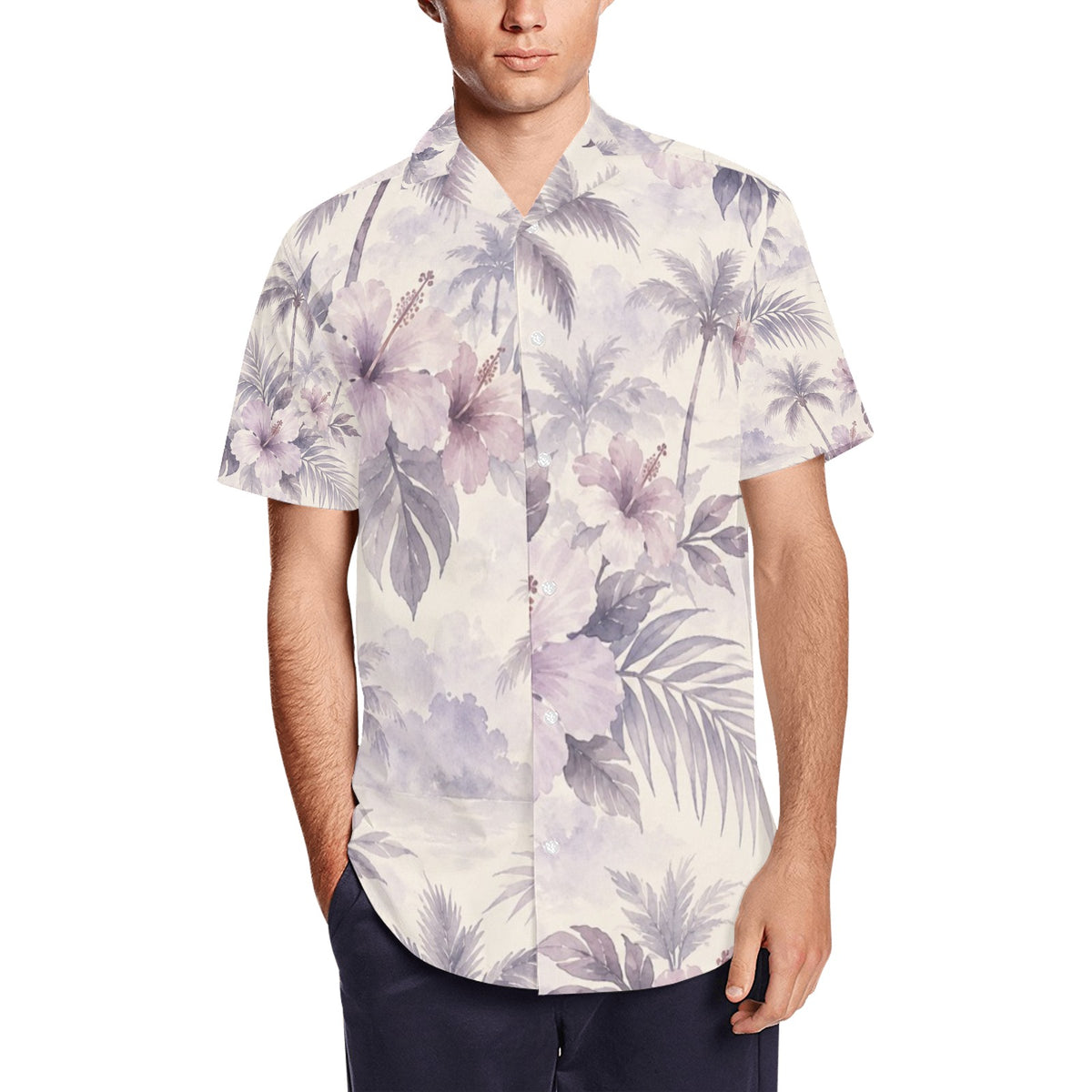 Men's Short Sleeve Shirt With Lapel Collar (Model T54)