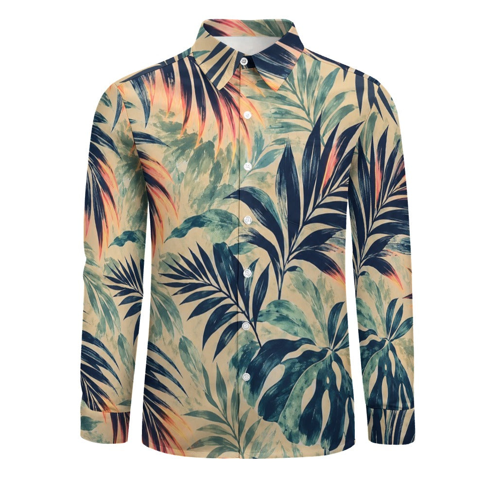 Peach Velvet Casual One Pocket Long Sleeve Shirt