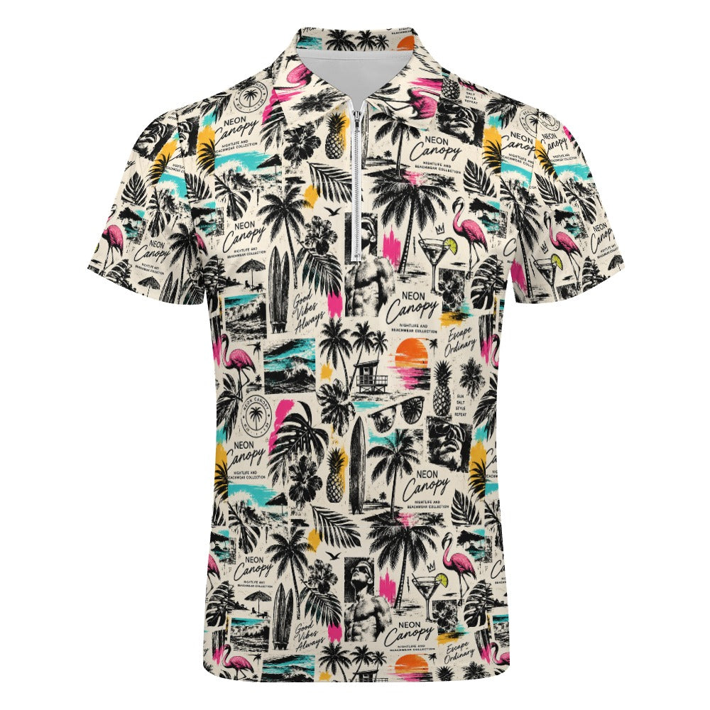 Postcard Paradise Zip Polo
