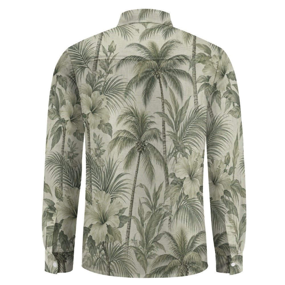 Peach Velvet Casual One Pocket Long Sleeve Shirt