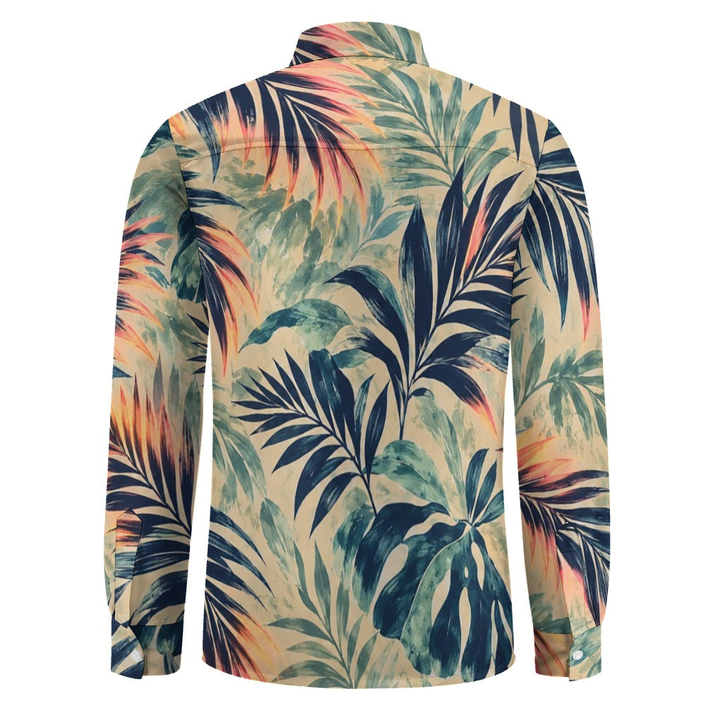 Peach Velvet Casual One Pocket Long Sleeve Shirt