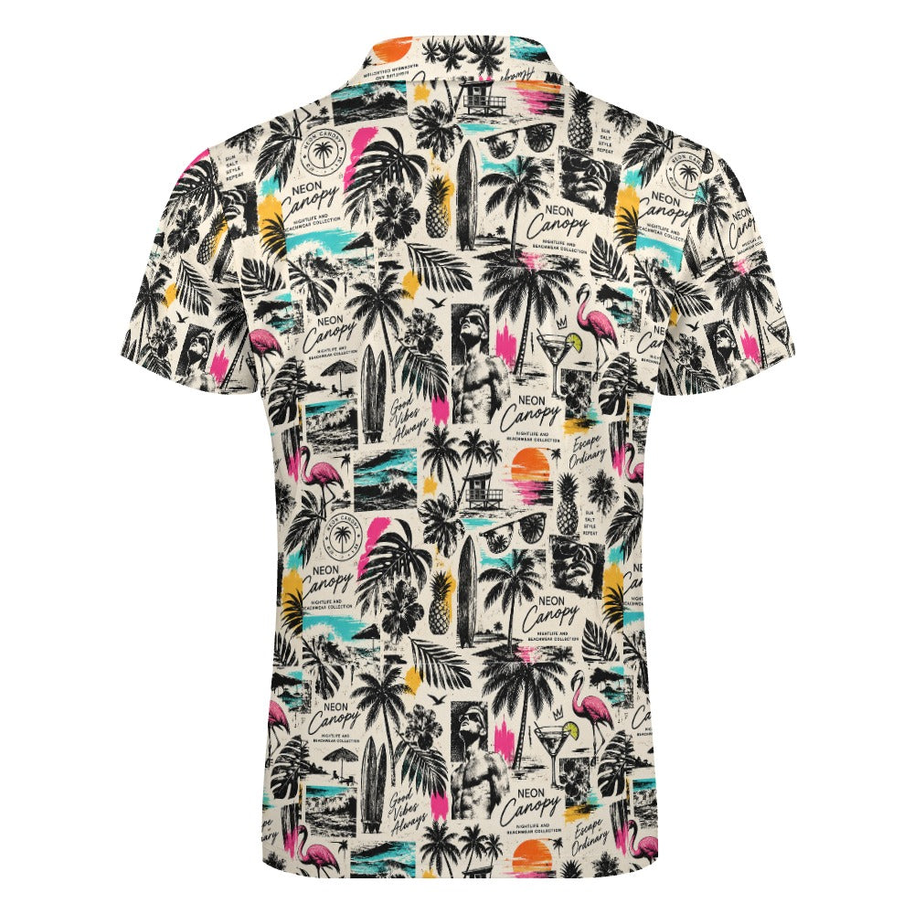 Postcard Paradise Zip Polo