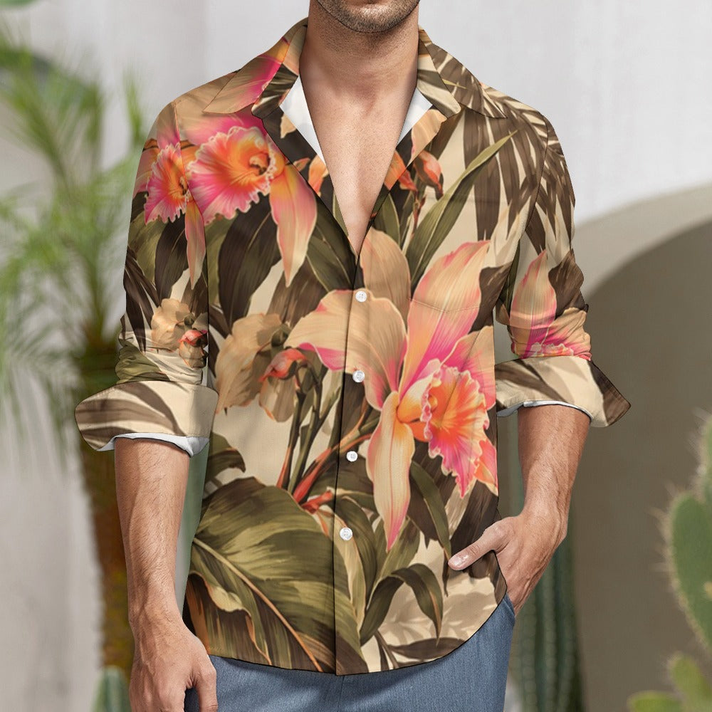 Peach Velvet Casual One Pocket Long Sleeve Shirt