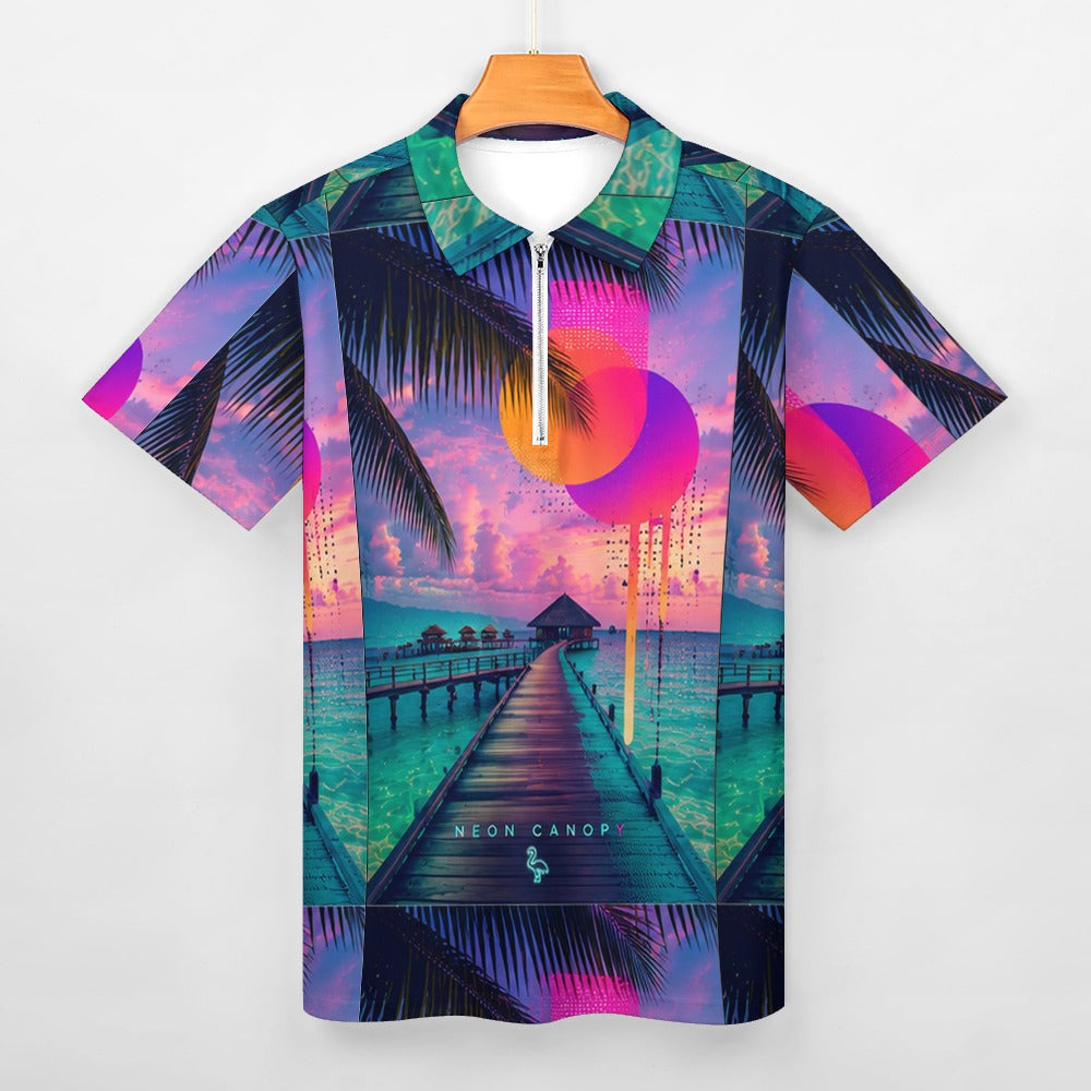 Neon Pier Zip Polo