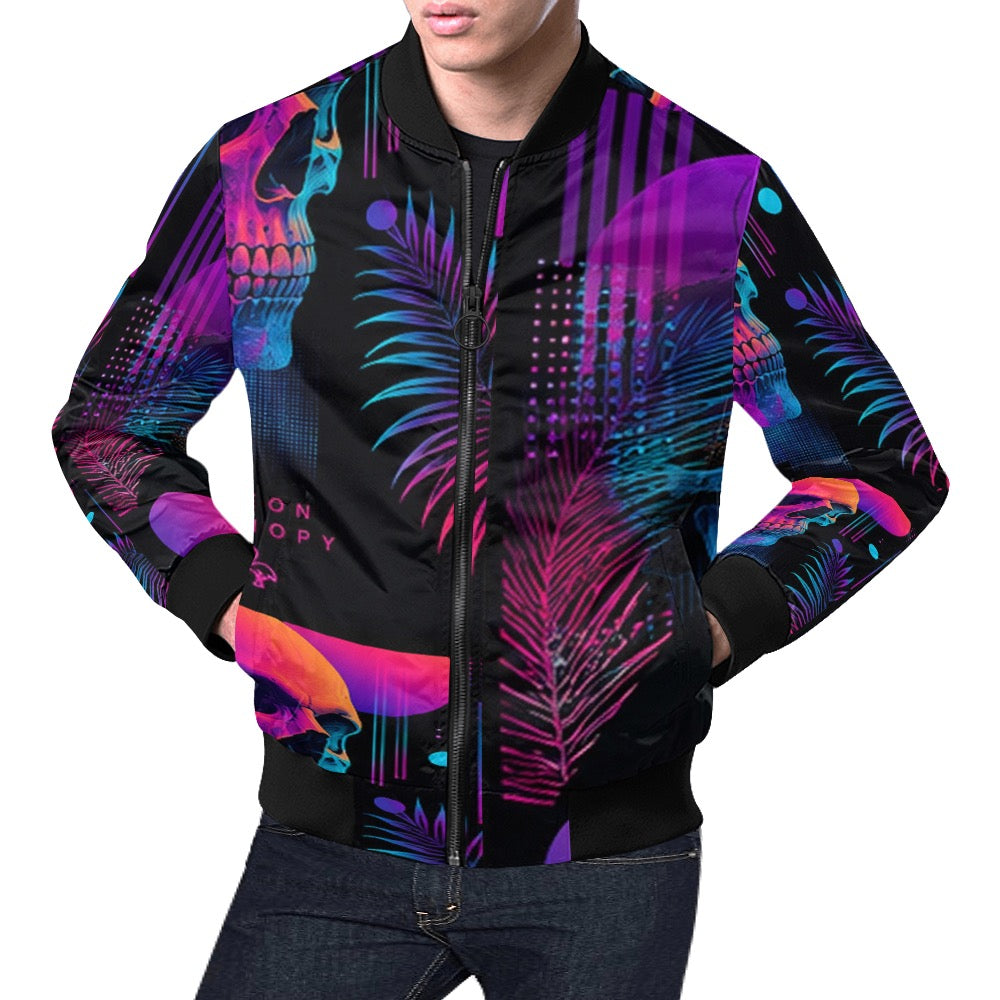 Neon Skull Bomber Jacket