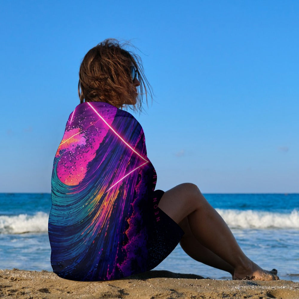 Neon Wave Beach Towel