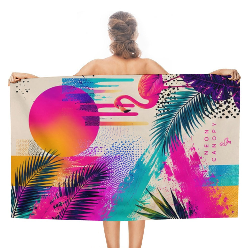 Flamingo Rush Beach Towel