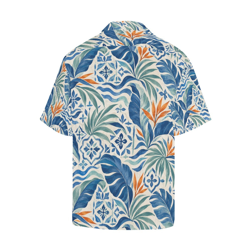 Blue Tile Tropics Hawaiian Shirt