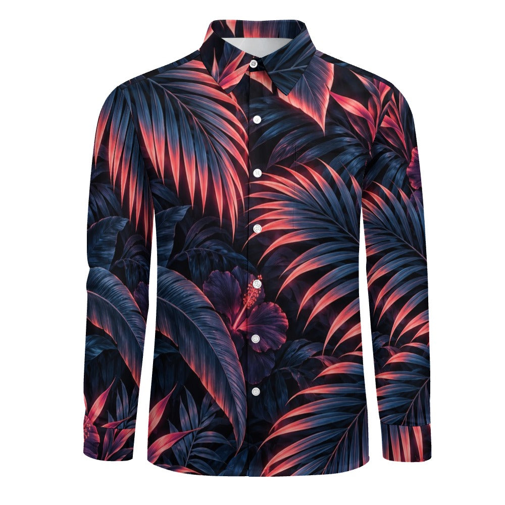 Peach Velvet Casual One Pocket Long Sleeve Shirt