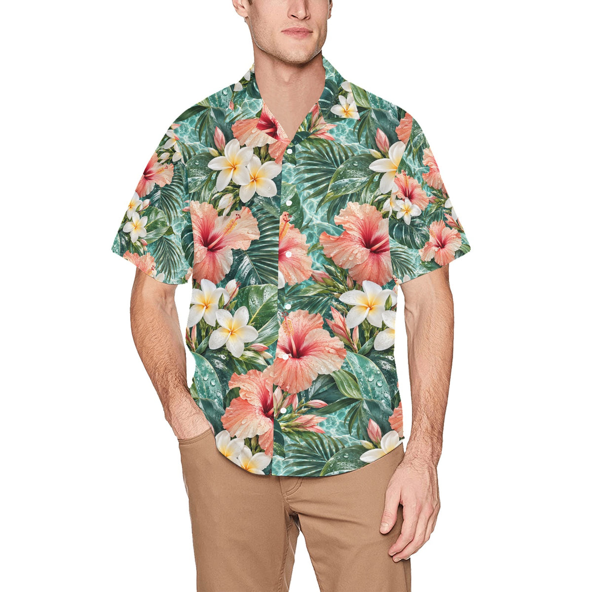 Men's All Over Print Hawaiian Shirt With Chest Pocket(ModelT58)
