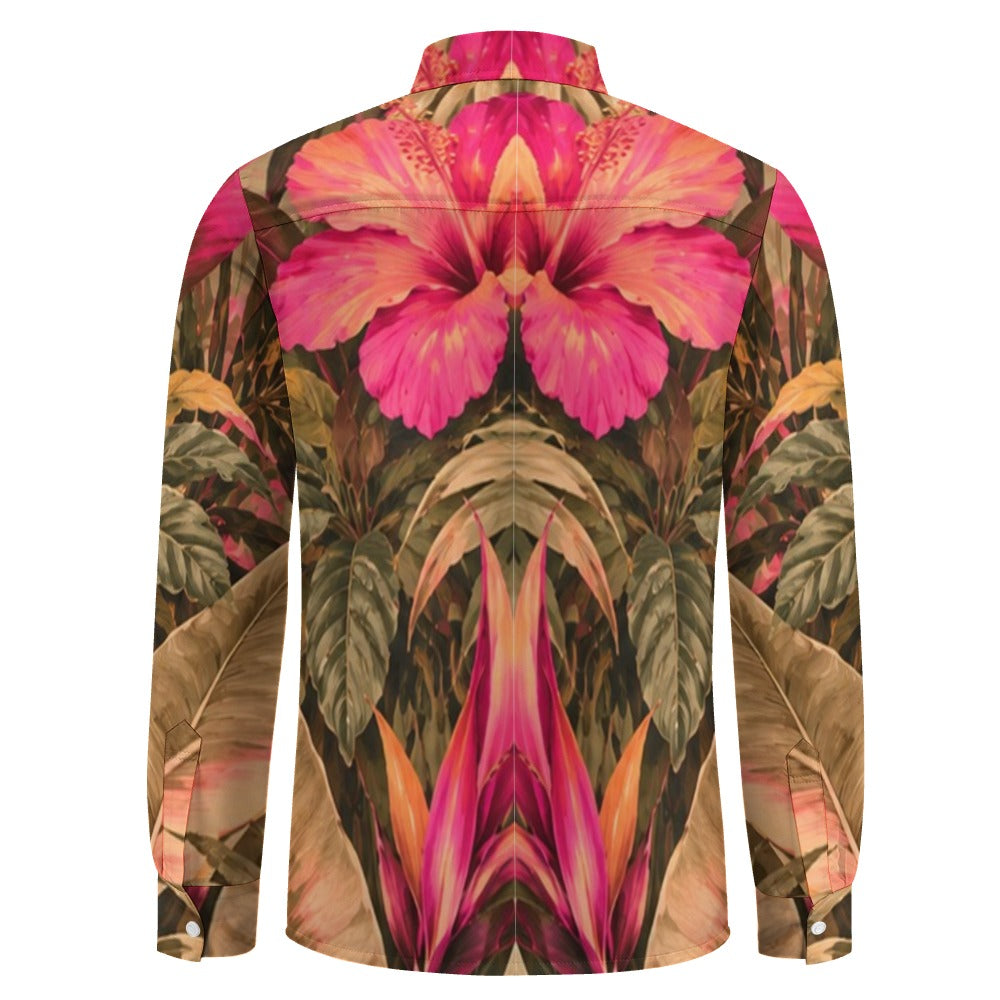 Peach Velvet Casual One Pocket Long Sleeve Shirt