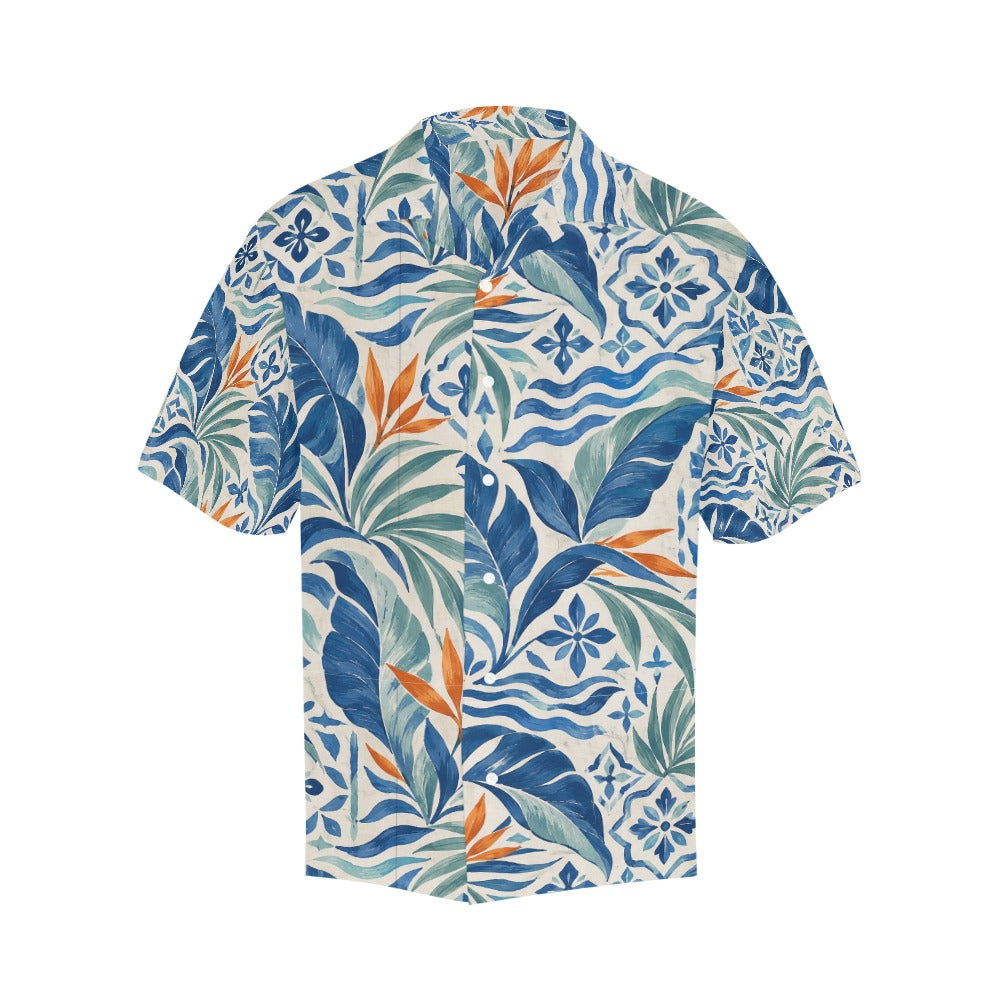 Blue Tile Tropics Hawaiian Shirt