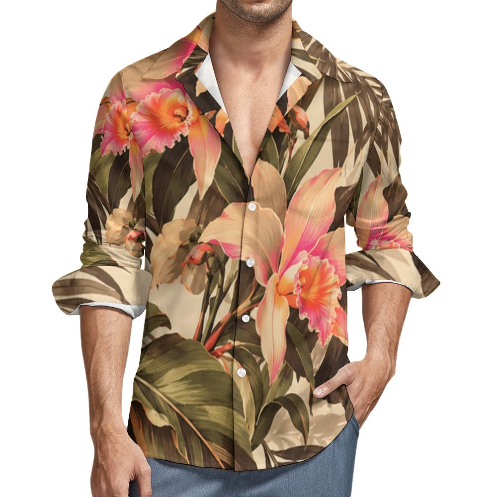 Peach Velvet Casual One Pocket Long Sleeve Shirt