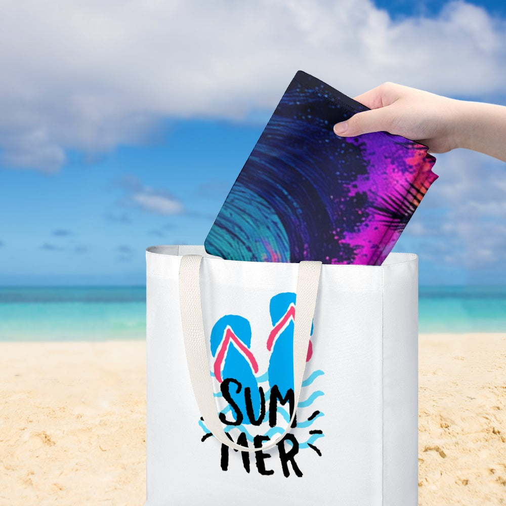 Neon Wave Beach Towel