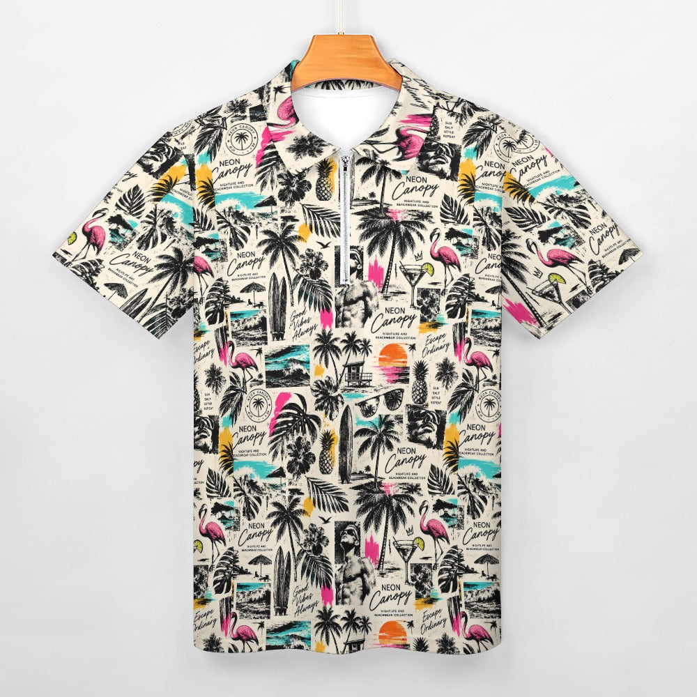 Postcard Paradise Zip Polo