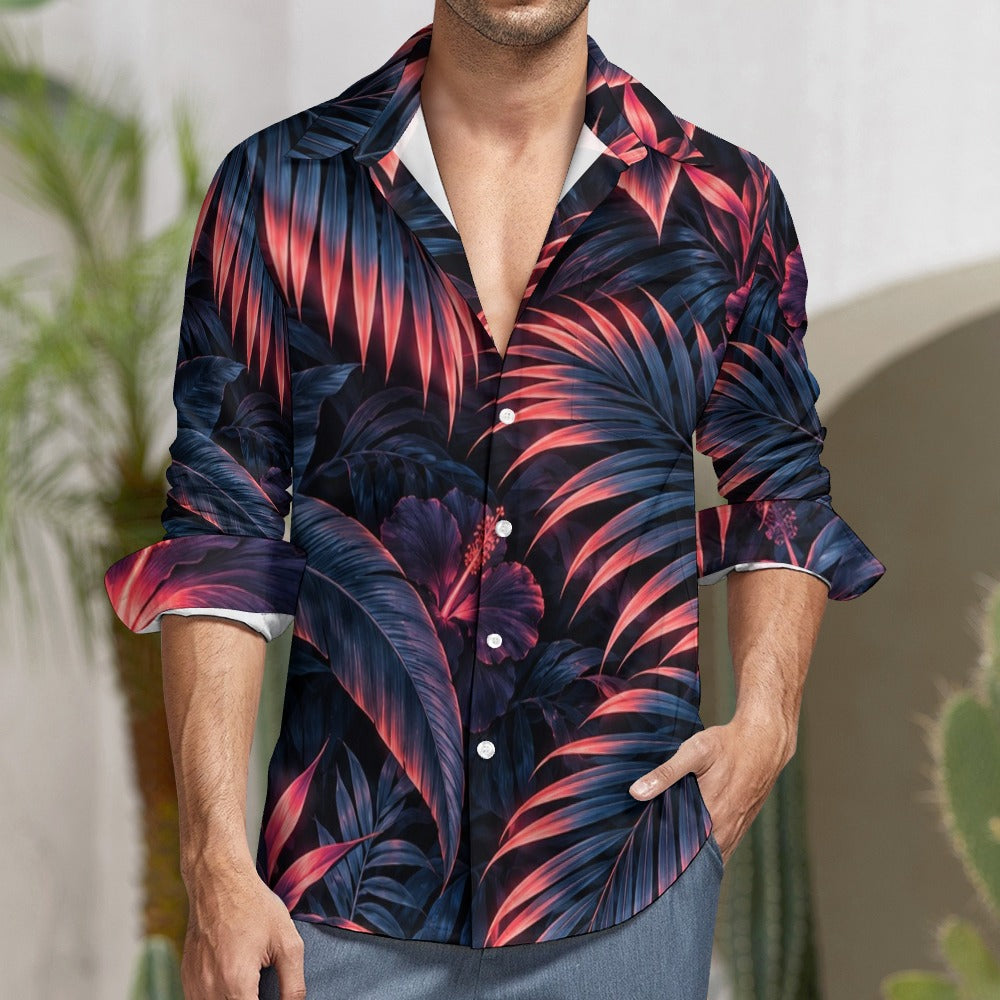 Peach Velvet Casual One Pocket Long Sleeve Shirt