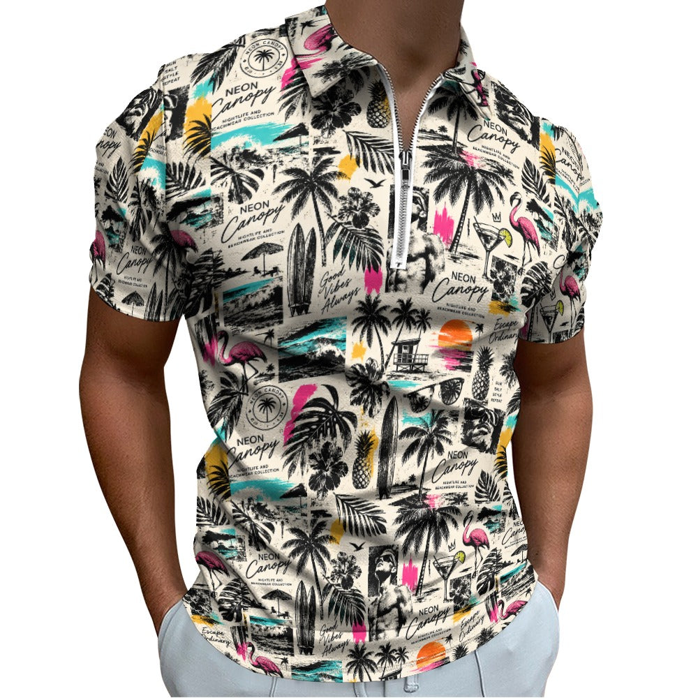 Postcard Paradise Zip Polo