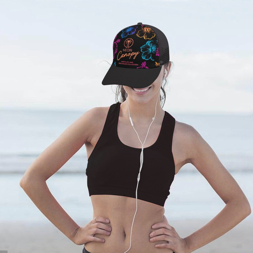 Neon Hibiscus Trucker Hat