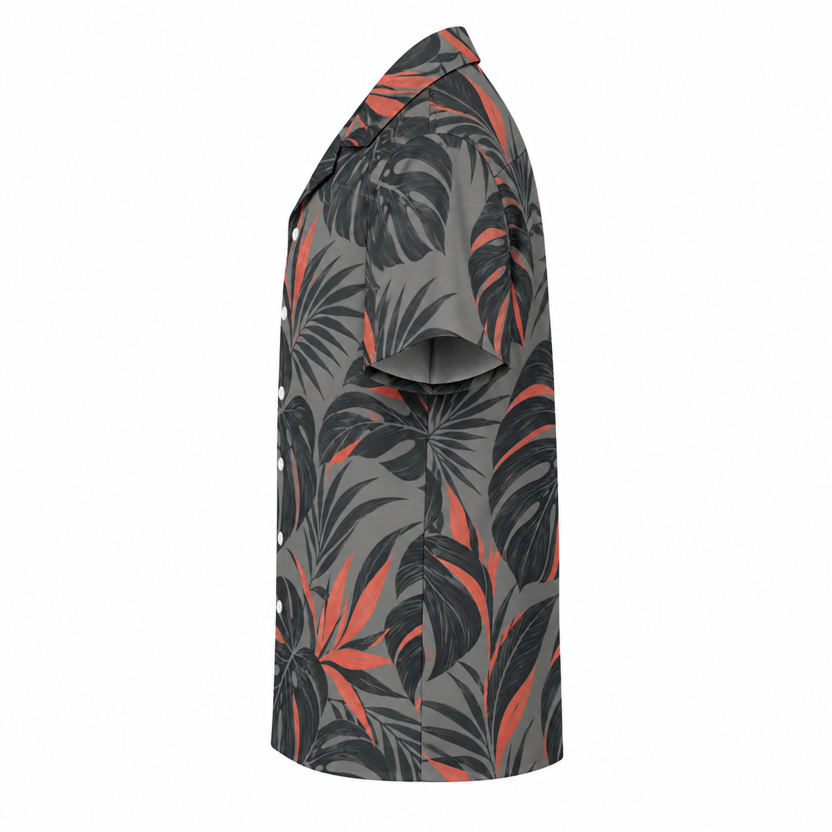 Coral Shadow Cuban Collar Shirt — side view