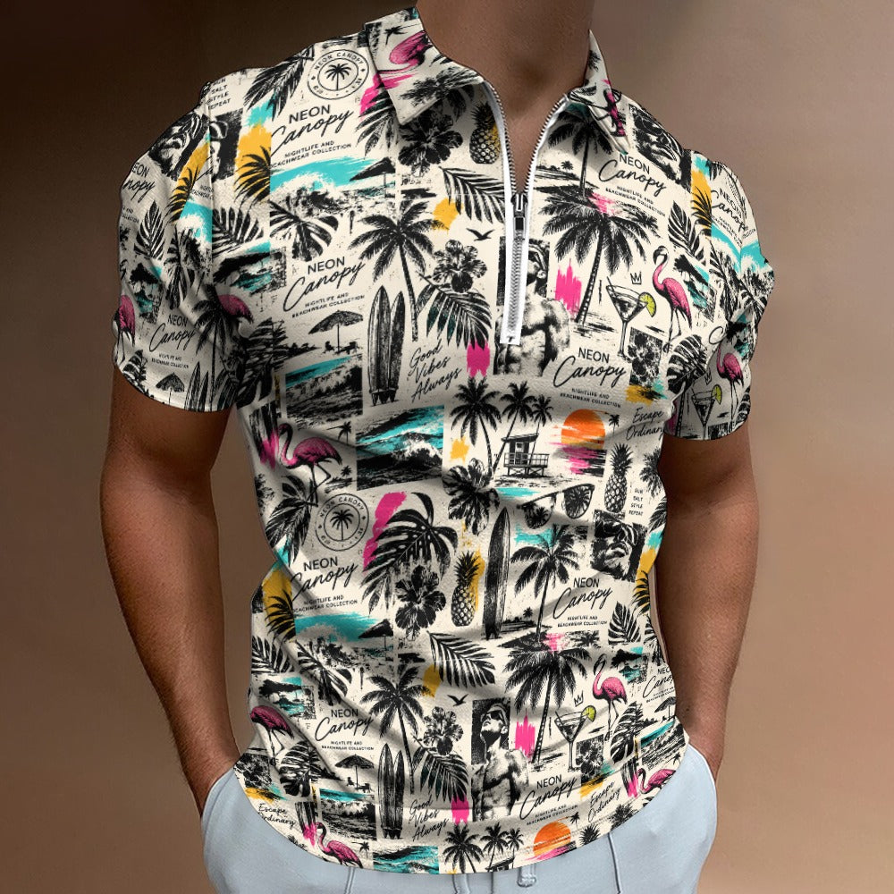 Postcard Paradise Zip Polo