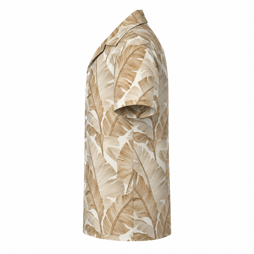 Dune Leaves Cuban Collar Shirt — side view