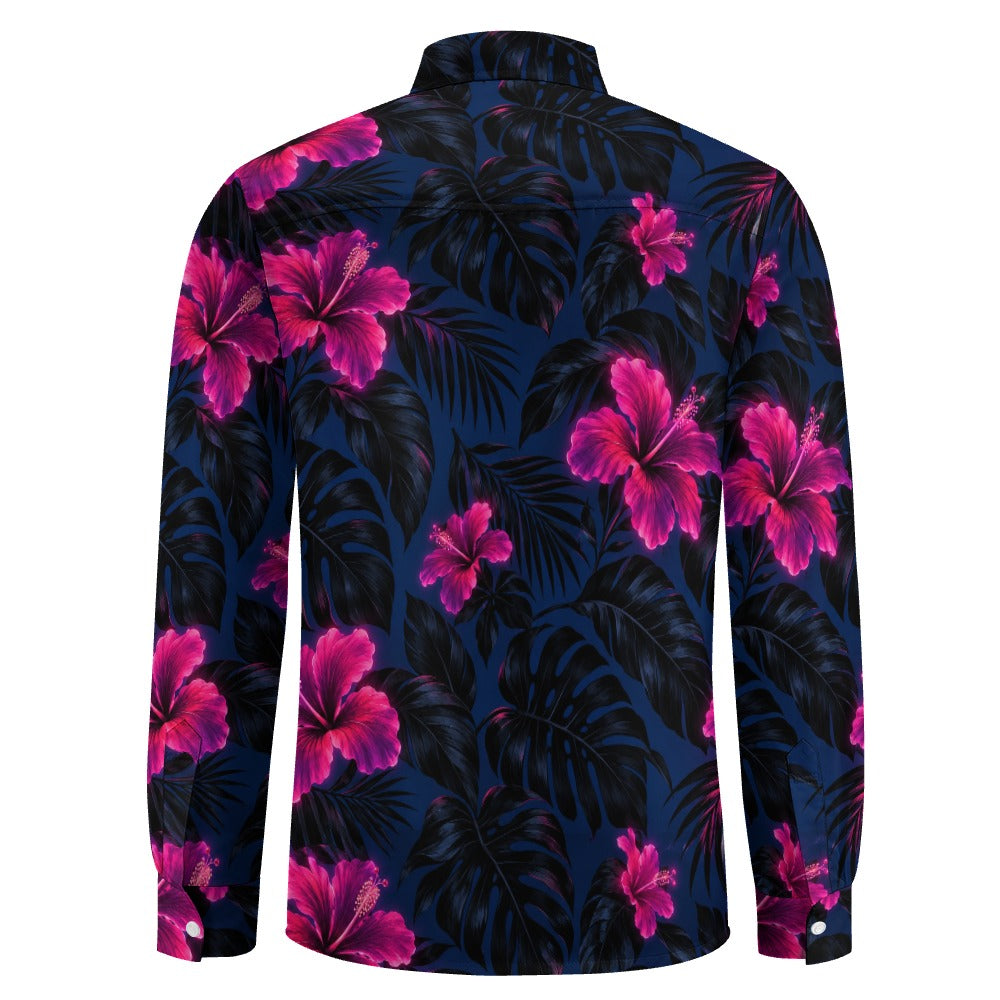 Electric Hibiscus Long Sleeve Shirt — back view