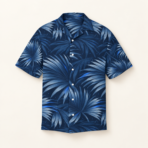 Blue Hour Hawaiian Shirt studio front view