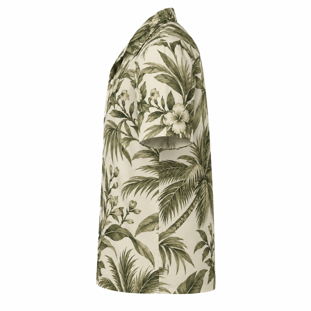 Olive Canopy Cuban Collar Shirt — side view