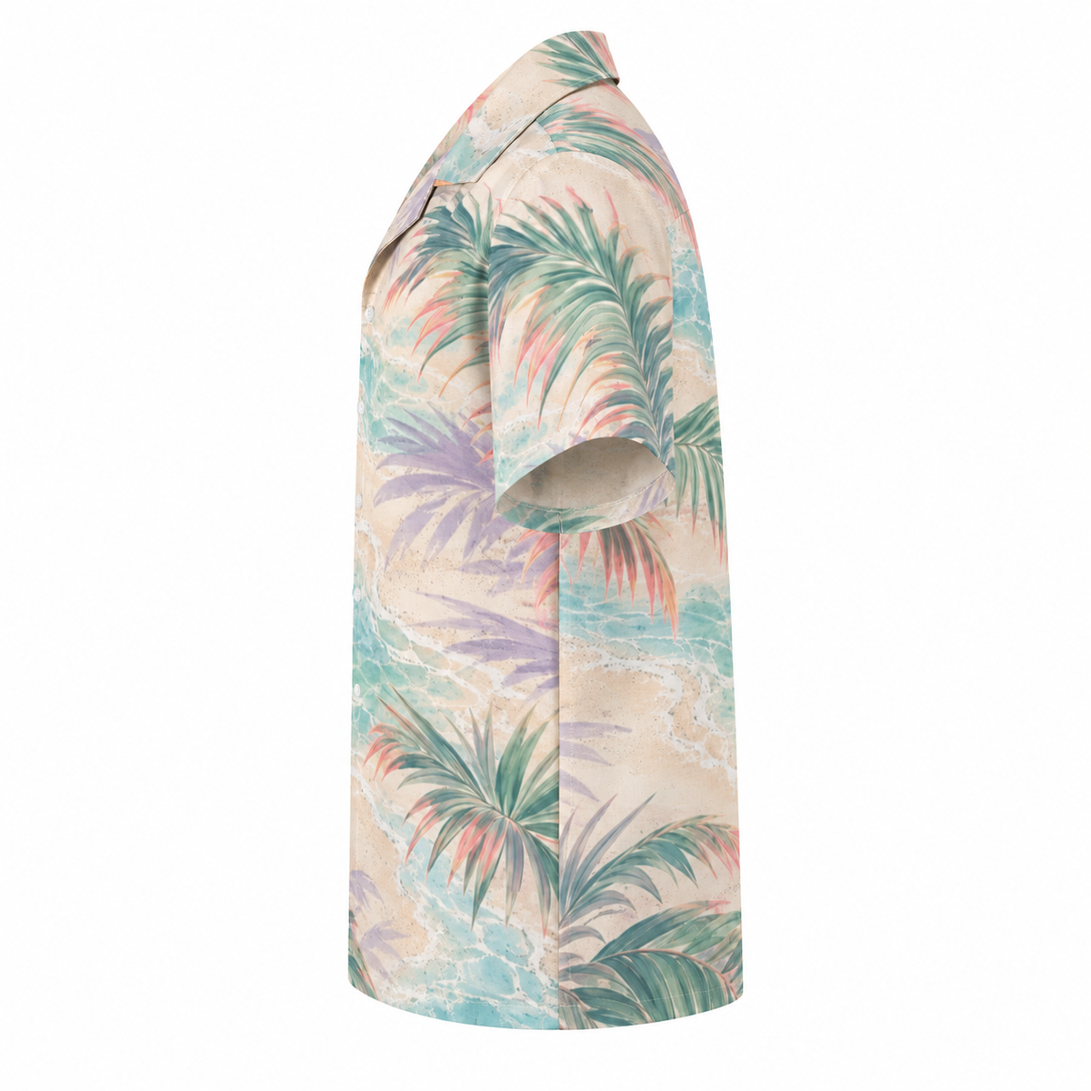 Seafoam Palms Cuban Collar Shirt — side view