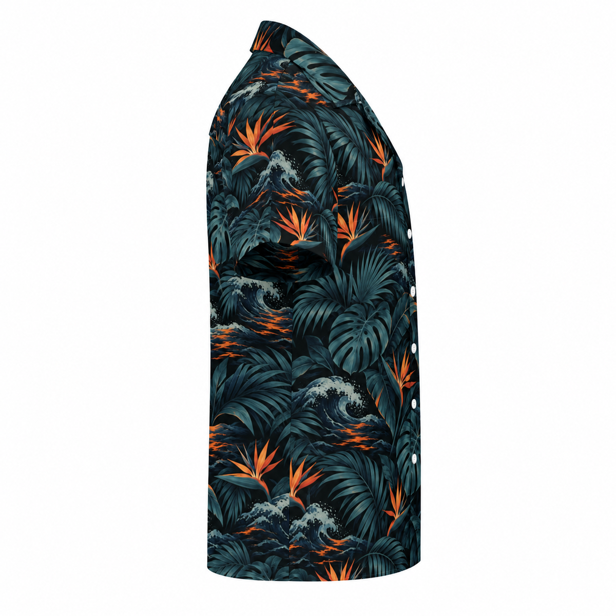Night Bloom Cuban Collar Shirt — side view