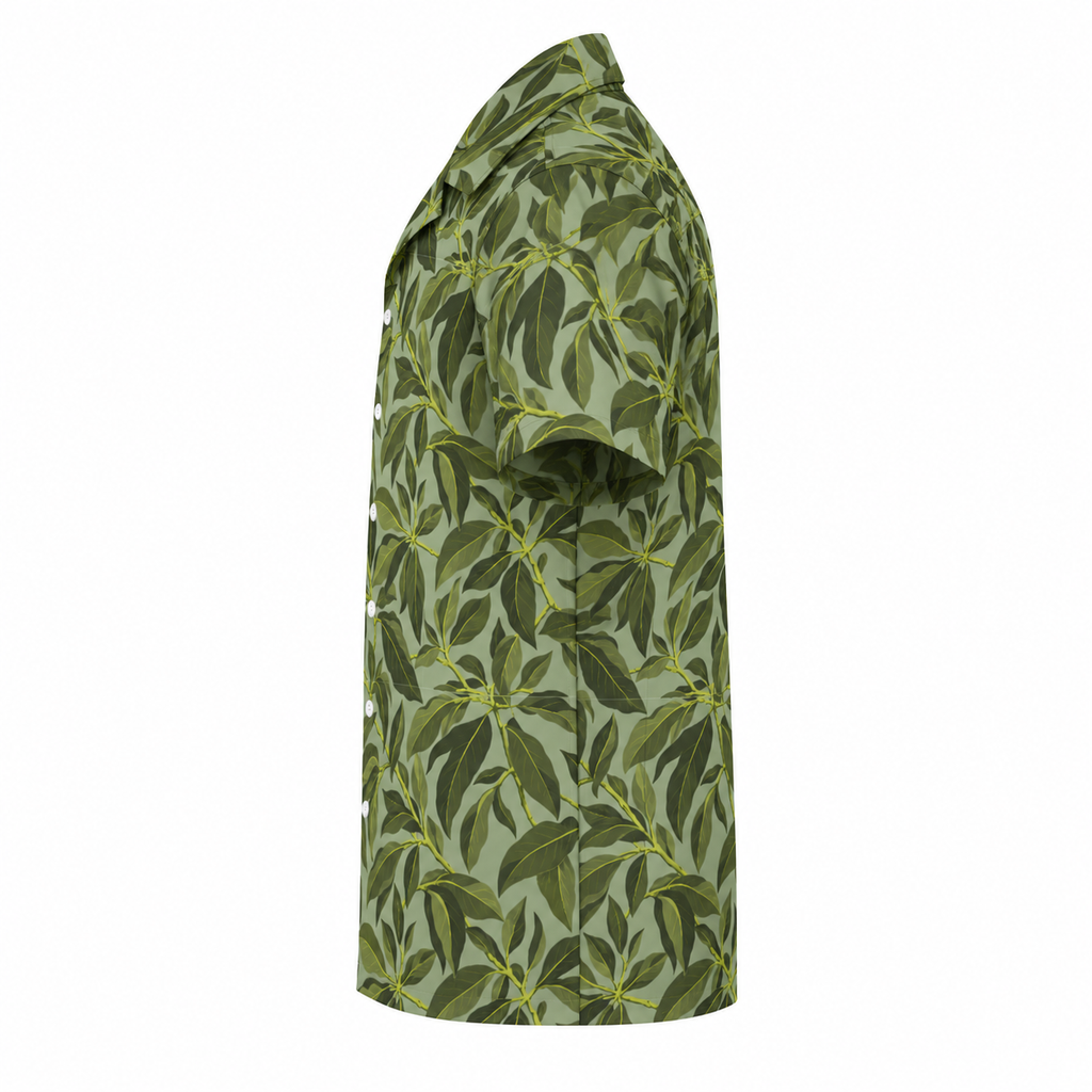 Olive Grove Cuban Collar Shirt — side view