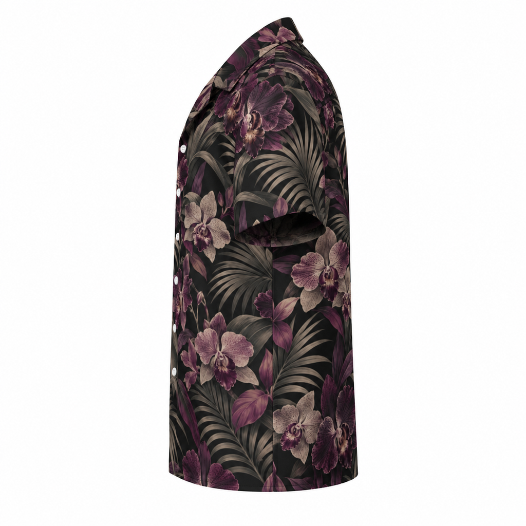 Plum Garden Cuban Collar Shirt — side view